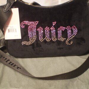 nwt JUICY COUTURE BLACK LICORICE RHINESTONE BAG WITH COIN PURSE